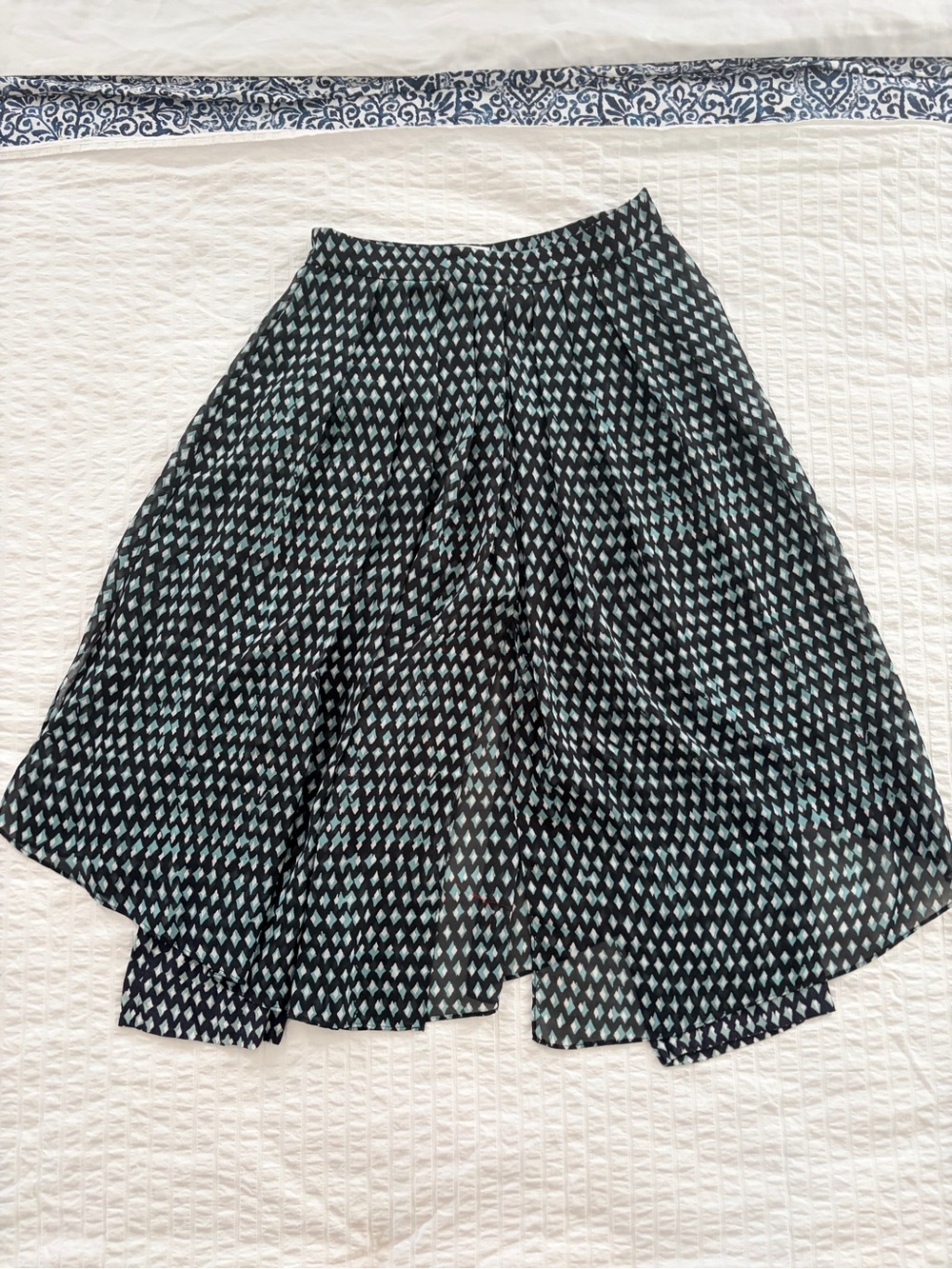 HD in Paris Black Skirt with Teal Diamond Print